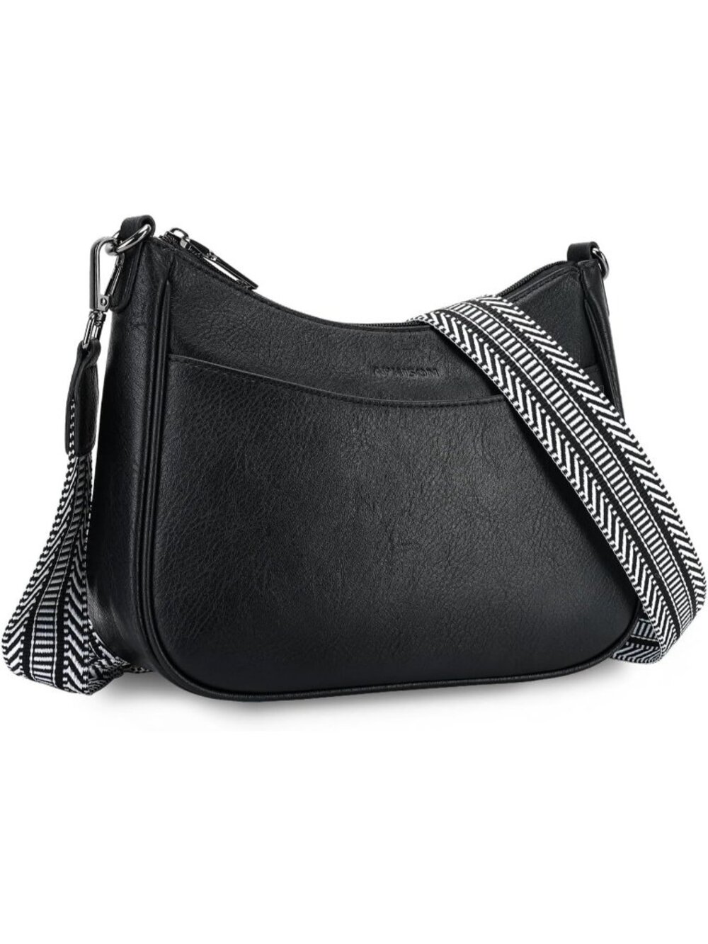 Women's Black Trendy Leather Crossbody Purse with Adjustable Strap Shoulder Bag